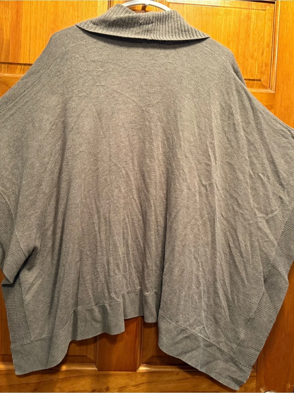 LOFT Gray Ribbed Shawl-Collar Open Cardigan